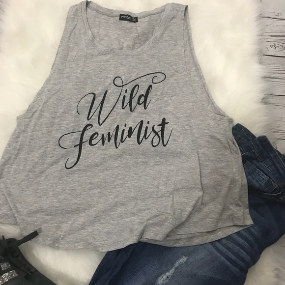 NWT Wild Feminist Grey Loose Graphic Tank - Picture 6 of 6